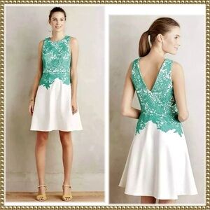 Moulinette Soeurs Arbor Lace Fit and Flare Dress Green Size 8